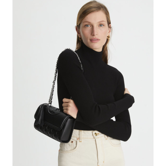 Tory Burch Small Fleming Convertible Shoulder Bag in Black